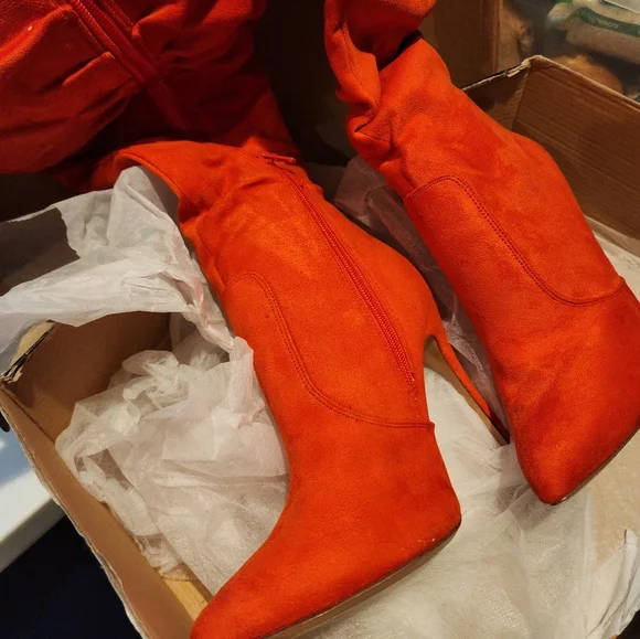 Fashion Nova Orange Over-the-Knee Stiletto Boots - Picture 3 of 5